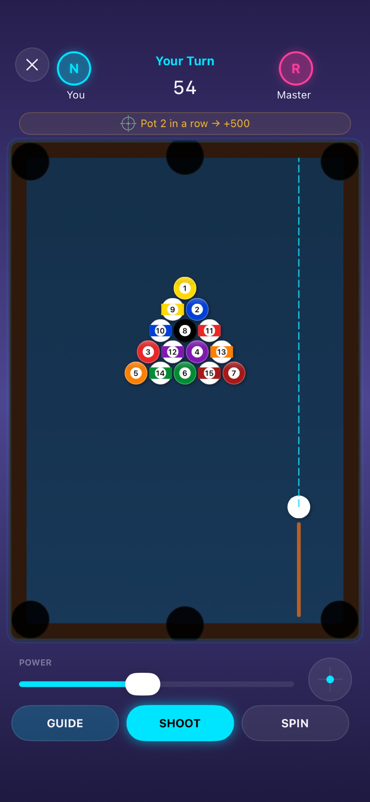 8 Ball Blaze: Neon Cue — live match gameplay with neon pool table